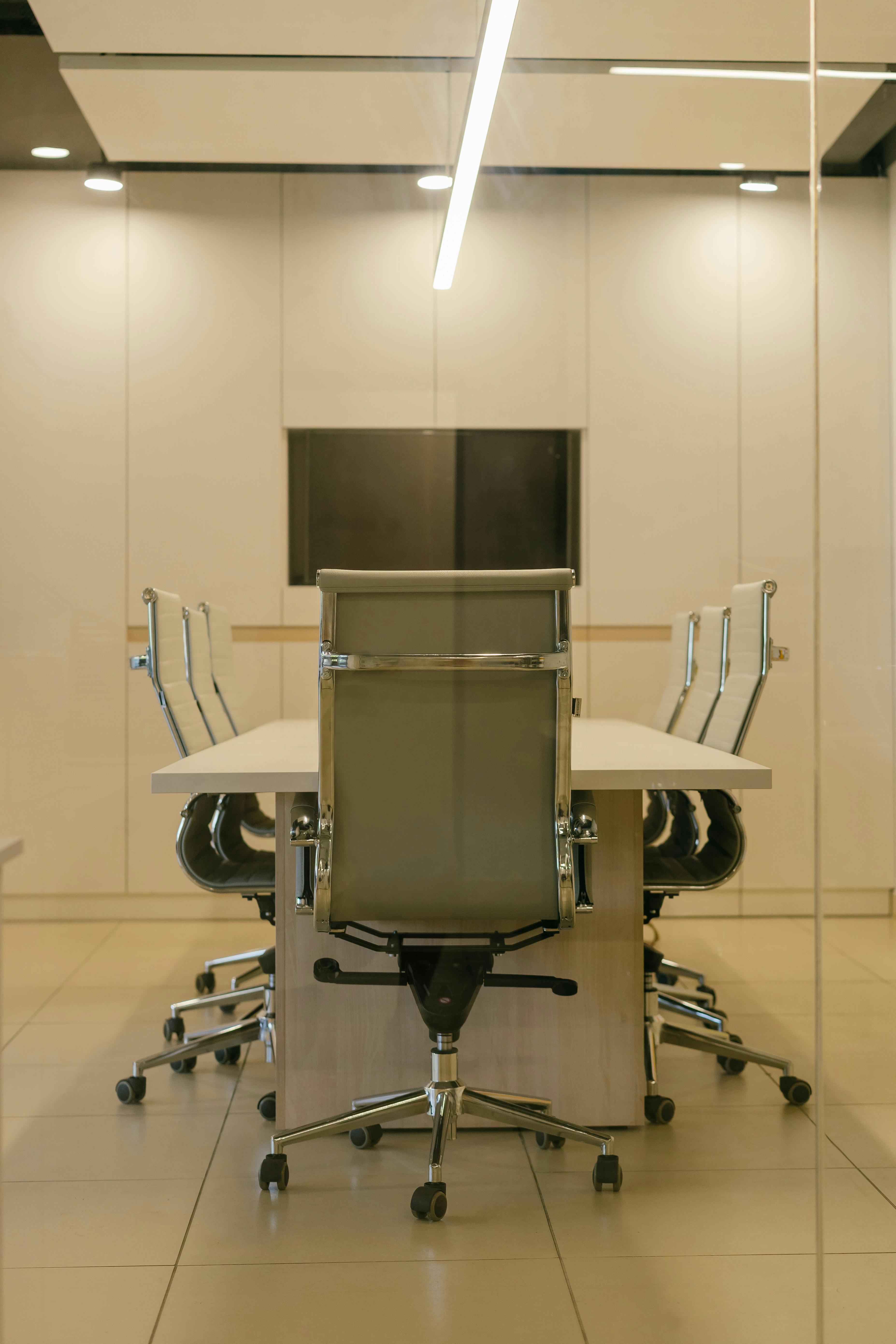 Glass-walled conference room